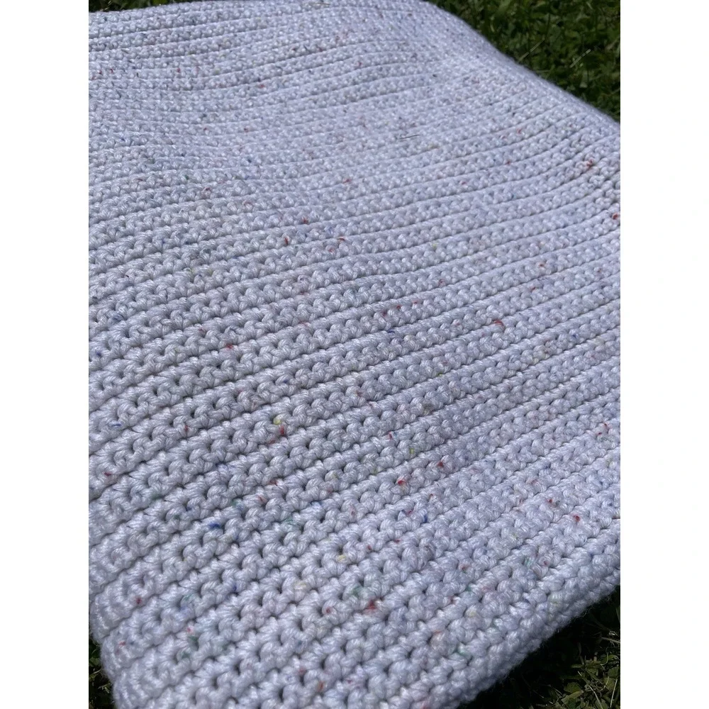 Crochet White Muted Rainbow Afghan Baby Nursery‎ Throw Blanket Cottage Country
